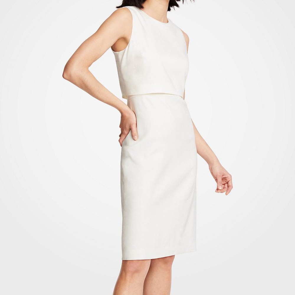 Ann Taylor Linen Overlay Shift Dress